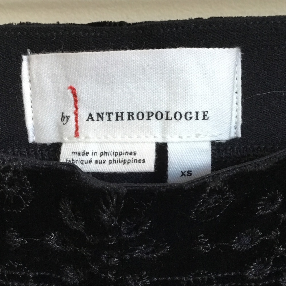 Anthropologie The Joni Black High Rise Eyelet Pull On Velvet Flare Leg Pants - Picture 4 of 8